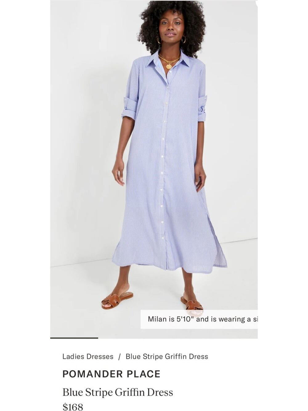 Tuckernuck + Pomander Sz XL Blue Stripe Griffin Maxi ShirtDress Coastal Chic